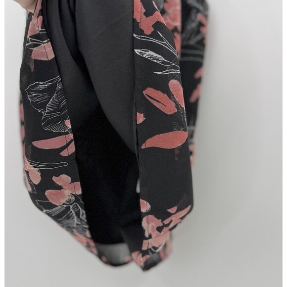 A New Day Women’s Black‎ Pink Floral Sleeveless Lined Blouse XS Preppy Boho Ofc - Picture 4 of 8